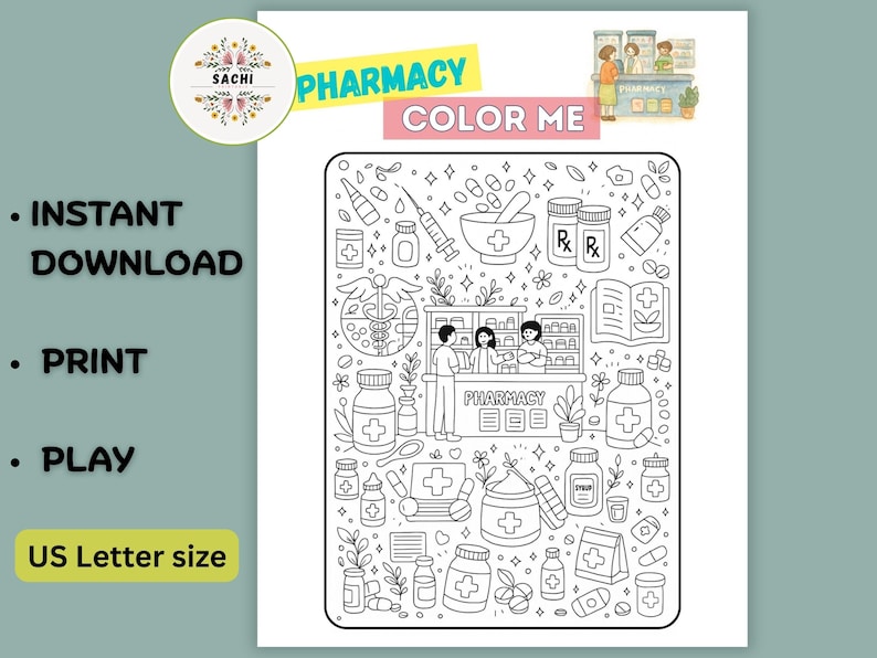 Color Me Games Printable Pharmacy Color Me Game | Fun Activities for Pharmacists ...