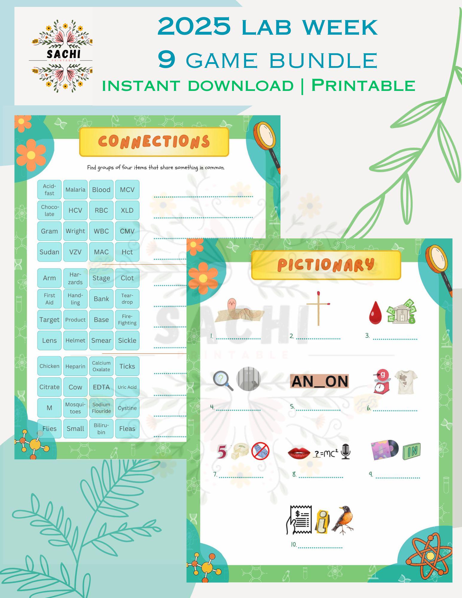Printable 9 Lab Week Games Bundle | 2025 Mystery Machine of Diagnostics ...