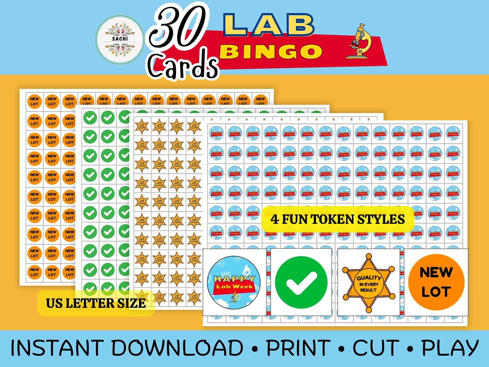 Printable 30 Laboratory Picture Bingo Cards | 2026 Lab Story | Lab Week ...