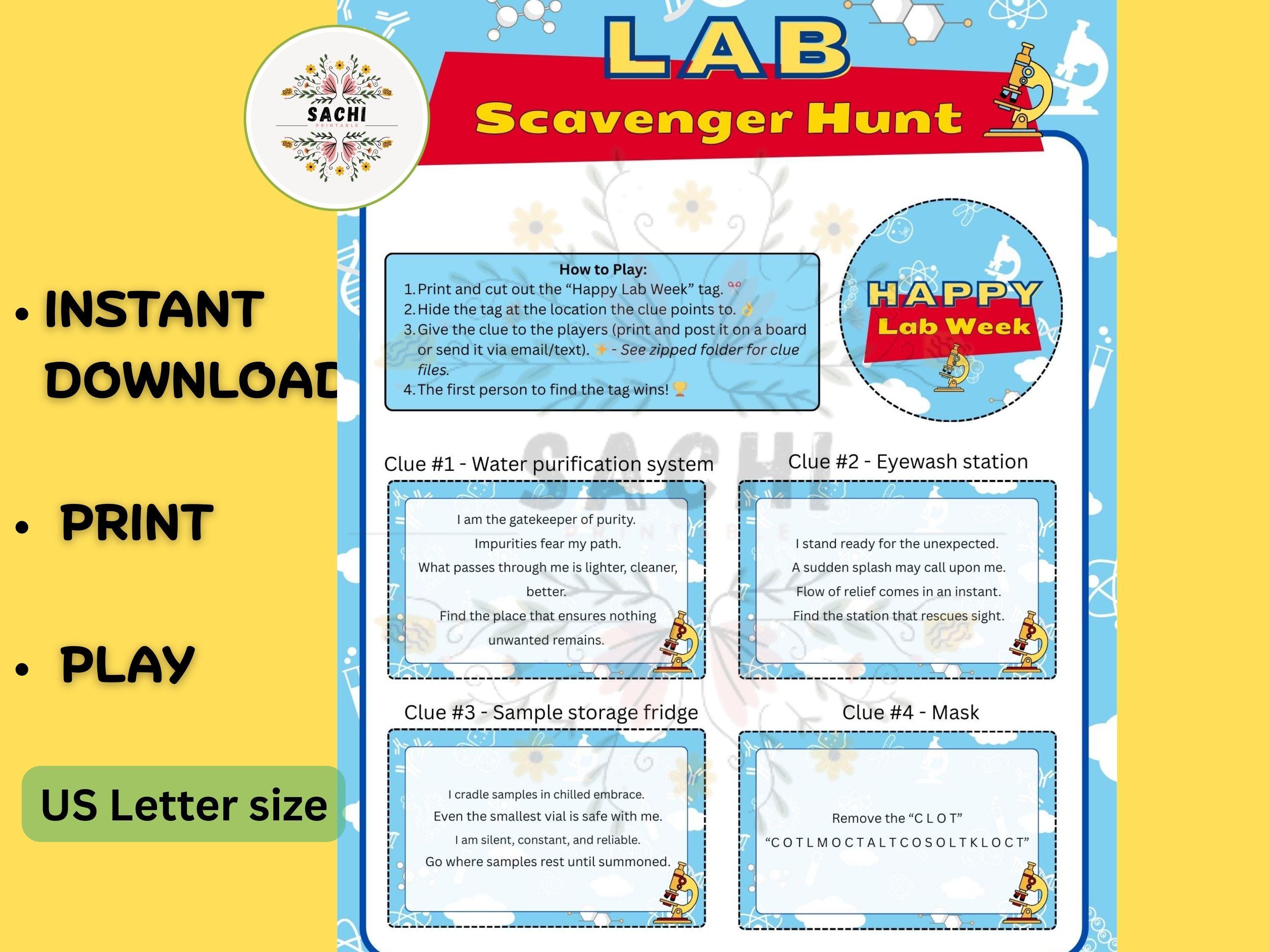 Printable Lab Week Scavenger Hunt Game| 2026 Lab Story | Lab Week ...