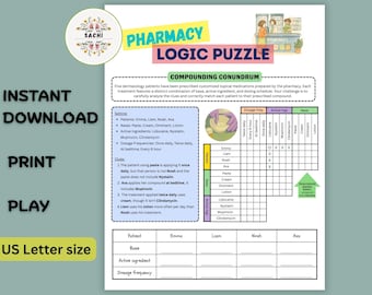 Pharmacy Logic Puzzle Game: Printable Brain Teaser (PDF Download)