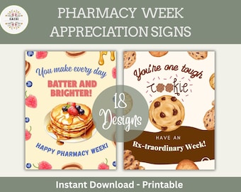 Pharmacy Week Appreciation Sign Bundle  |  18 Printable Food Pun Posters | Pharmacy Week Decor (Digital Download)