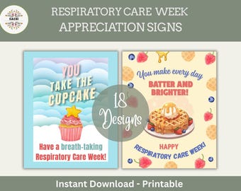 Respiratory Care (RC) Week Appreciation Sign Bundle  |  18 Printable Food Pun Posters | RC Week Decor (Digital Download)