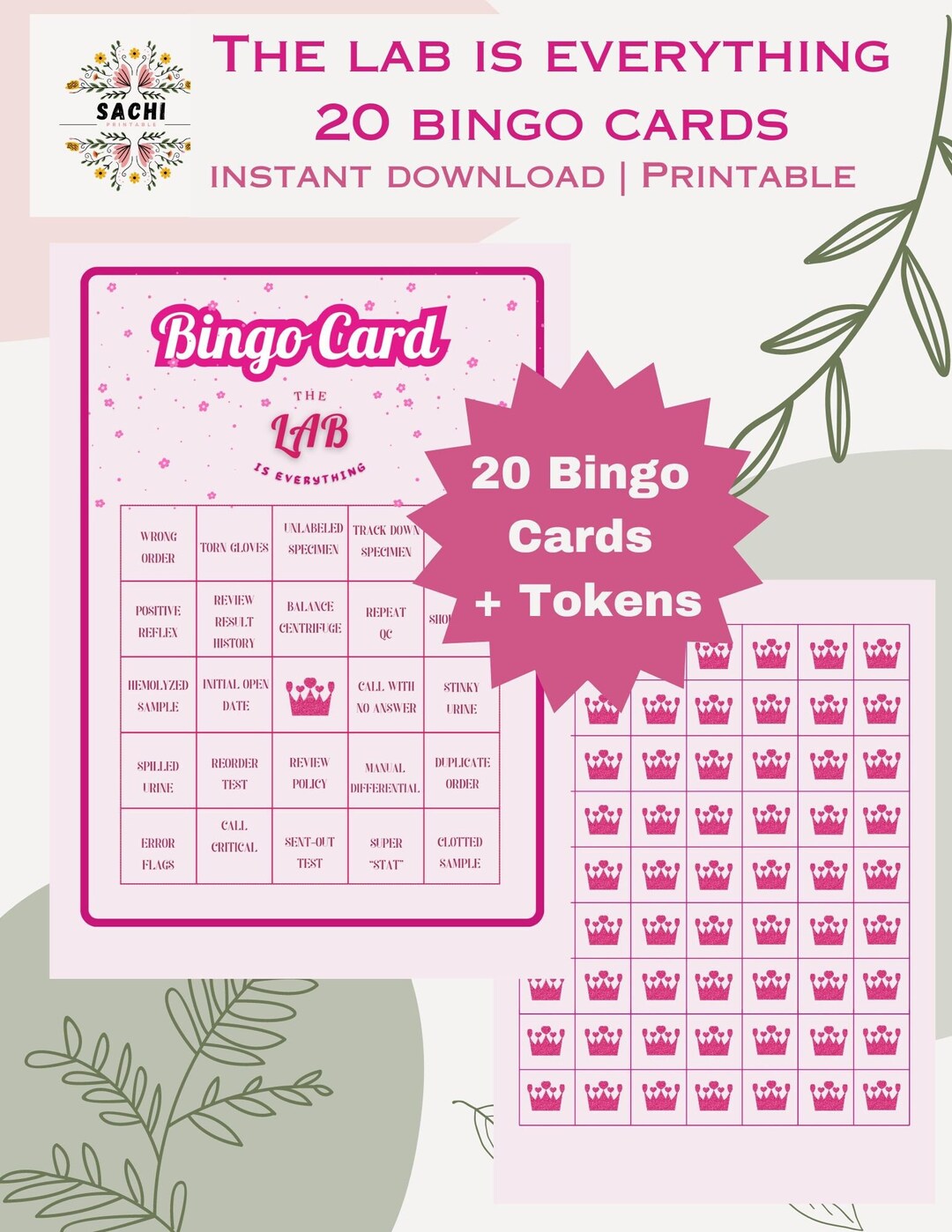 20 Bingo Cards Printable Lab Week Game the Lab is Everything Bingo ...