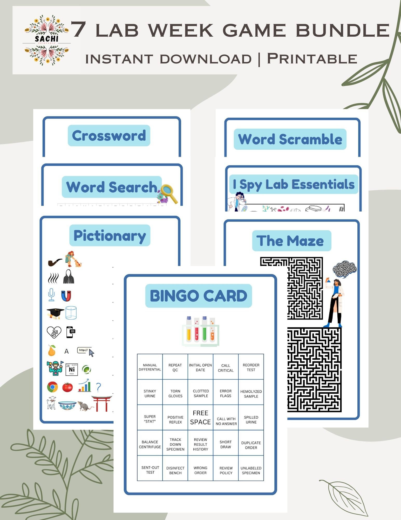 Printable Lab Week Games Bundle Medical Laboratory Games Lab Week