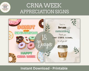 CRNA Week Appreciation Sign Bundle  |  18 Printable Food Pun Posters | CRNA Week Decor (Digital Download)