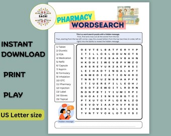 Pharmacy Word Search Game: Fun Puzzle for Pharmacy Week (Digital Download)