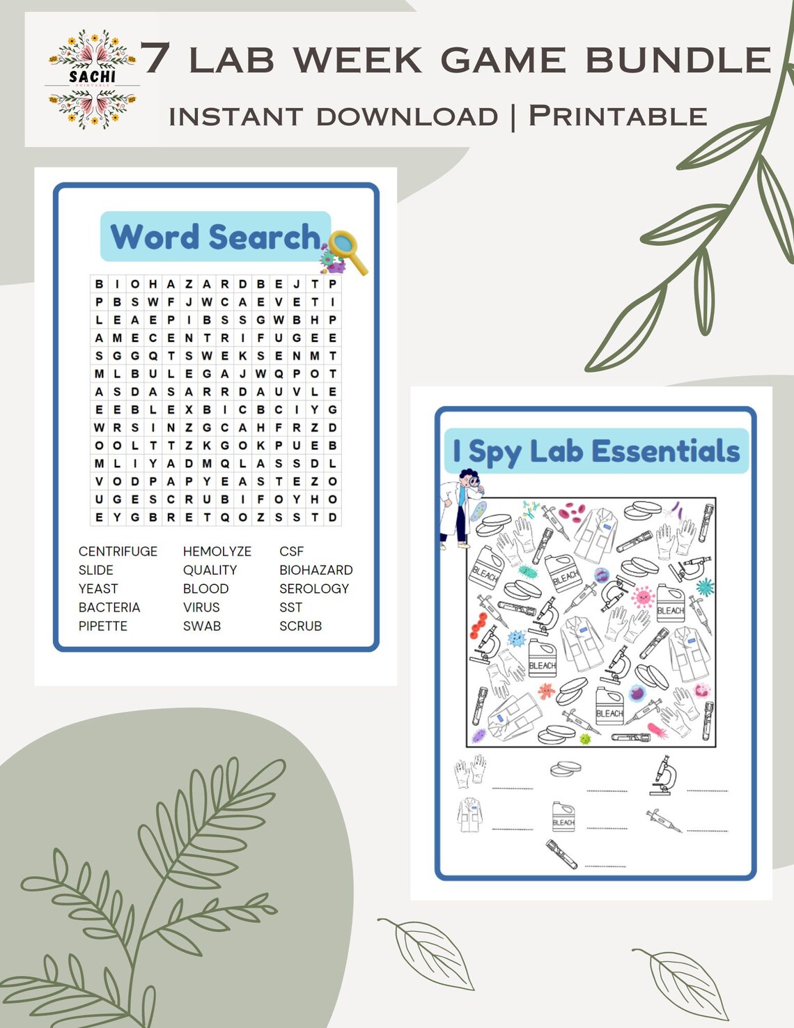 Printable Lab Week Games Bundle Medical Laboratory Games Lab Week