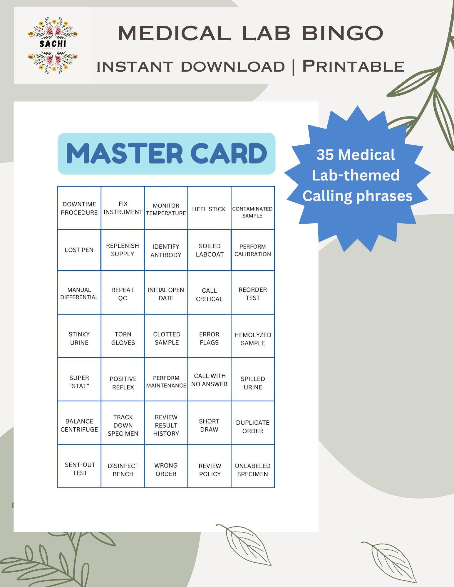 Printable Lab Week Bingo Game | 30 Bingo Cards | Medical Laboratory ...