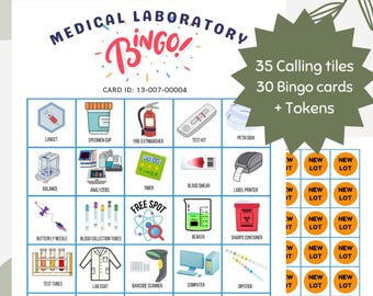 Printable Lab Week Bingo Game | 30 Bingo Cards | Medical Laboratory ...