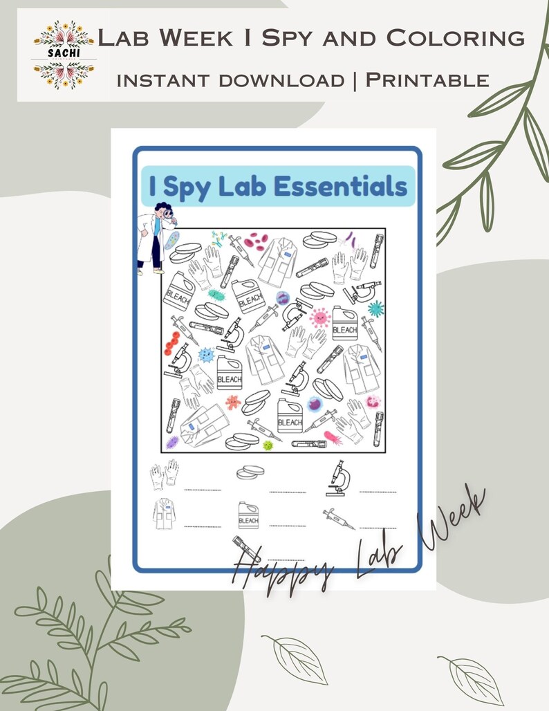 Printable Lab Week I Spy Plus Coloring Game Medical Laboratory Games