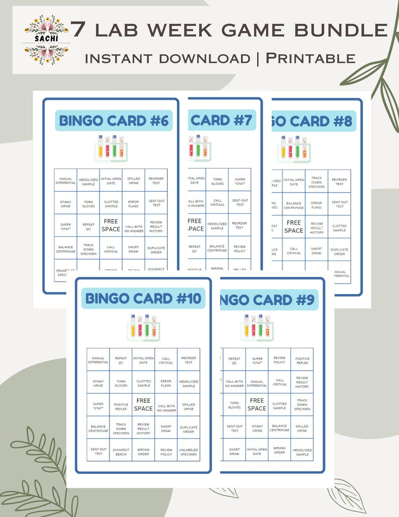 Printable Lab Week Games Bundle Medical Laboratory Games Lab Week