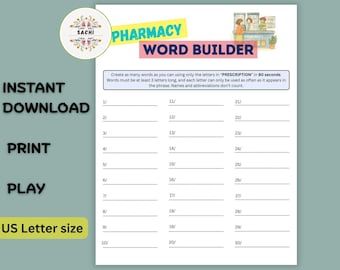 Pharmacy Think Fast Puzzle: Fun Game for Pharmacy Week (Printable PDF)