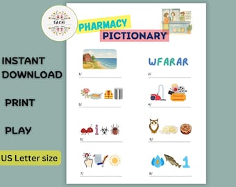 Printable Pharmacy Pictionary Game | Fun Activities for Pharmacists, Pharmacy Technicians, Pharmacy Students | Pharmacy Week Games, Puzzles