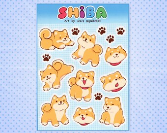 STICKER SHEET - Shiba (Matte Sticker, Cute Little Shiba Inu Chibi Characters for Anime, Manga, Meme, Pet, Animal, Furry Enthusiasts)