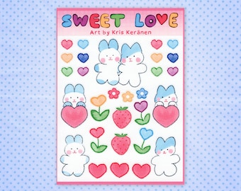 STICKER SHEET - Sweet Love (Decorative Sticker, Romantic Valentine's Day Gift, Stickers for bujo, diaries, sketchbooks and calendars)