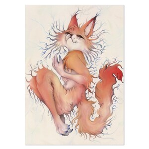 IMPRESSION (A6) - vibrations (art animalier psychédélique coloré, créature étrange de chat)
