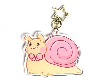 KEYCHAIN - Bunny Snail (Cute Adorable Animal Charm with Star Shaped Keyring, Double-sided)