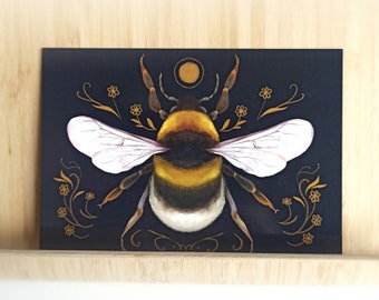 POSTCARD / PRINT (A6) - Bumblebee (Bug Illustration Print for Nature and Critter Enthusiasts)