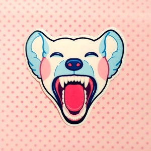 Sticker - lachende hyena (vinylsticker met glanzend dierenthema voor dierenfans en harige fandomliefhebbers)