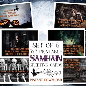 Biglietti d'auguri Samhain - 6 cartoline stampabili - 5x7 - Download istantaneo - Halloween - Stregoneria - PDF