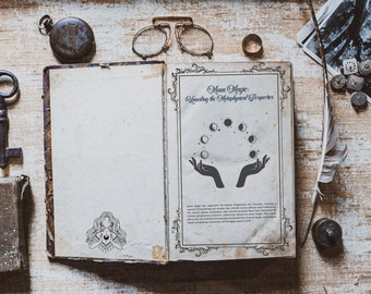 Moon Magic - Grimoire Pages - 8.5x11 - Printable Art - Instant Download - PDF