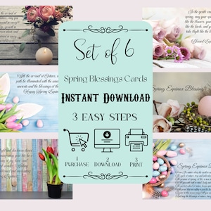 Spring Equinox Greeting Cards - Set of 6 - 5x7 - printable - instant download - pdf