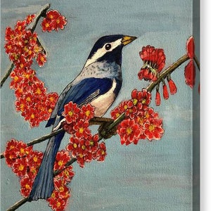 2152 &quot;Blue Bird&quot; Hand Painted Acrylic Original on Canvas by Bob Carter-FREE SHIPPING