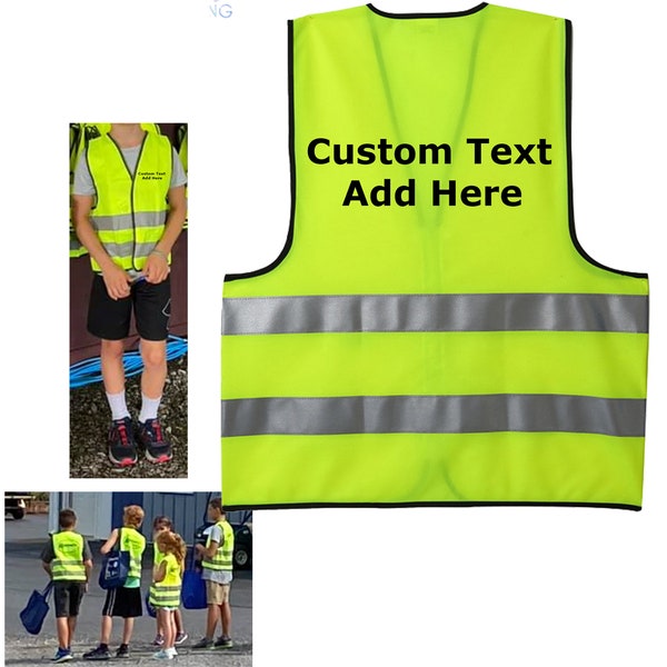 Personalized Custom Printed Text Logo Kids Reflective Safety Vest School Children Training Breathable Vest High Visibility Reflective Strip