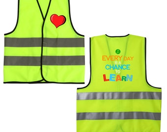 Volledig in kleur bedrukt gepersonaliseerde aangepaste reflecterende veiligheidsvest voor kinderen School Kinderen Training Ademend Vest Kostuum Hardlopen Fietsvest