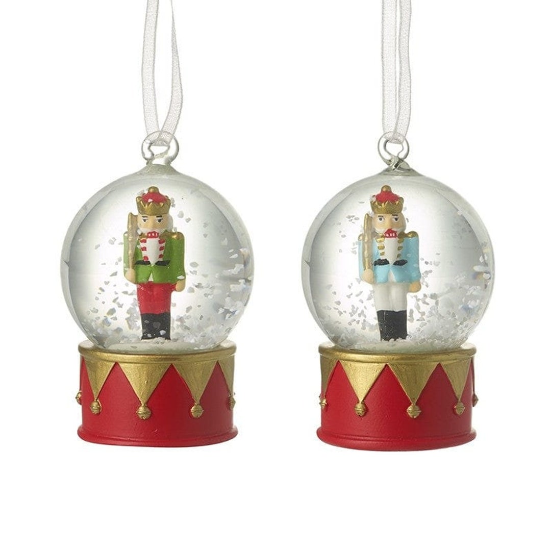 Set of 2 Nutcracker Snow Globe Christmas Tree Decorations Etsy