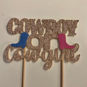 Gender Reveal Cake Topper, Cowboy or Cowgirl