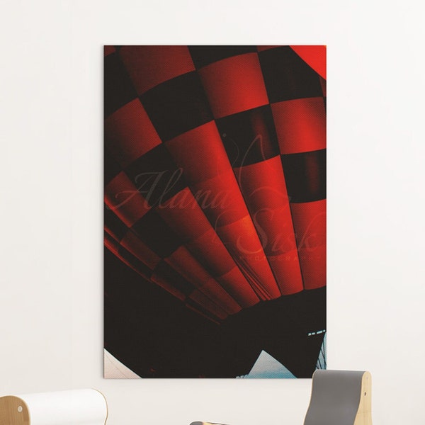 Hot Air Balloon Photograph, Colorful Instant Digital Download, Red and Black Wall Art, Printable Abstract Decor Image