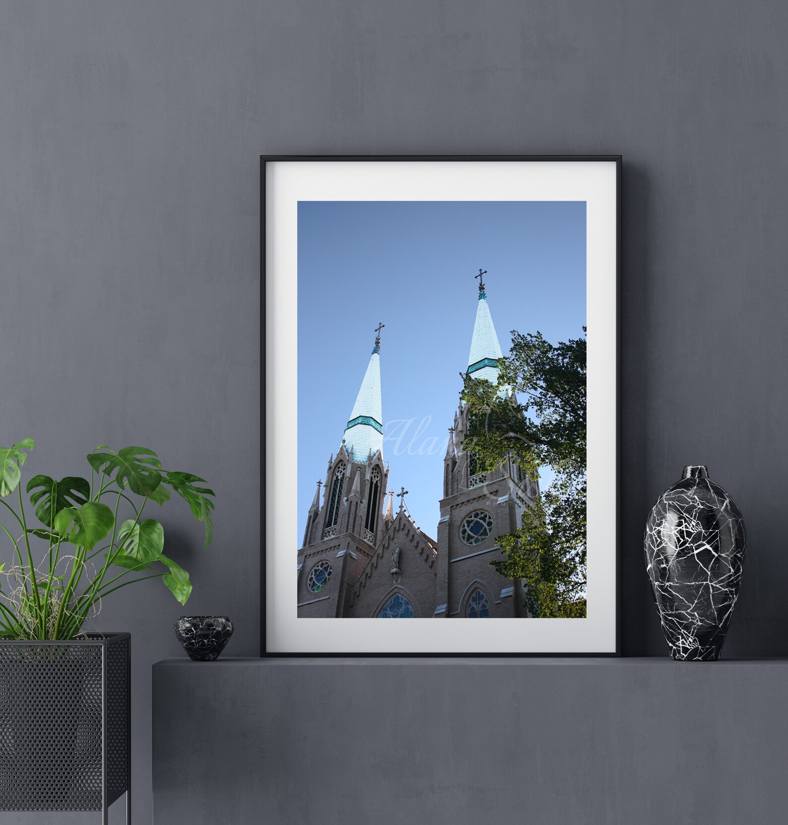 Church Steeple Printable Religious Wall Art Cross - Etsy