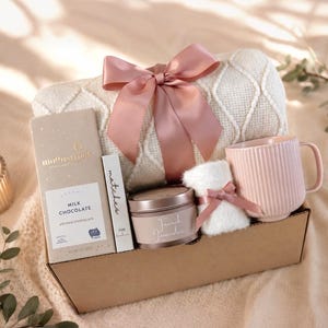 Birthday Gift Box: Best Friend Gifts, Cozy Spa Box for Her, Care Package with Blanket image 1