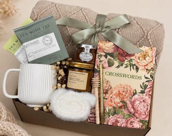 Chemo Care Package: Crochet Sunflower, Cozy Blanket - Get Well Gift Box
