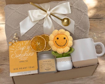 Sunshine Gift Box: Care Package with Blanket, Candle, Tea