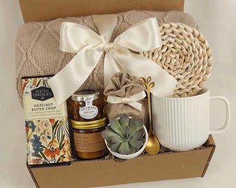 Hygge Gift Box with Blanket, Cozy Care Package, Thinking of You, Get Well Soon Comfort Box