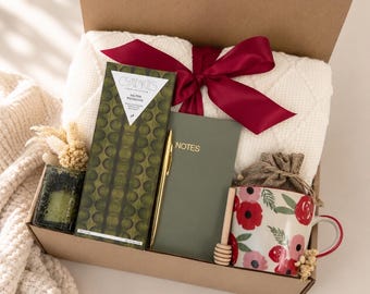Ultimate Mothers Day Gift, Gifts for Grandma, Cozy Blanket Gift Box, Salted Pistachio Chocolate Bar, Sugar Cookie Gifts
