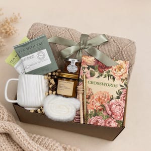 Chemo Care Package: Crochet Sunflower, Cozy Blanket - Get Well Gift Box