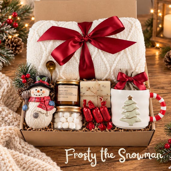 Christmas Gifts, Holiday Gift Box, Hygge Gift Box, Holiday Care Package, Hot Cocoa Gift Set, Christmas Blanket, Gifts for Friends, Gift Sets