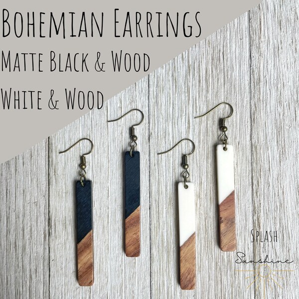 ADD-ON Boho Earrings | Matte Black White | Bohemian jewelry