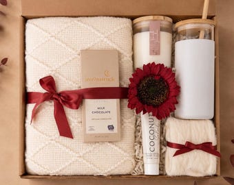 Sympathy Gift Loss of Mother- Soothing Candle & Tea plus a Cozy Blanket