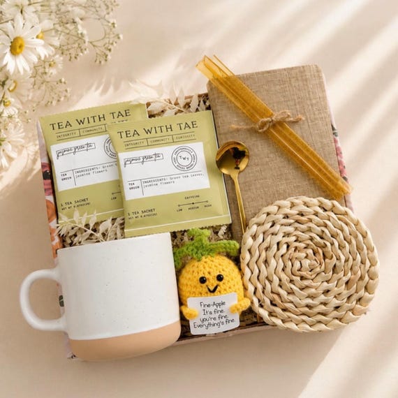 Hug in a Box Care Package: Encouragement Gift, Thinking of You Box, Crochet Animal with Saying