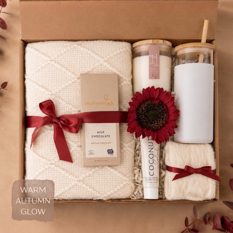 Bridal Shower Gift Set: Wedding Gift for the Bride, Tea Set or Blanket - Personalized Card Warm Autumn Glow