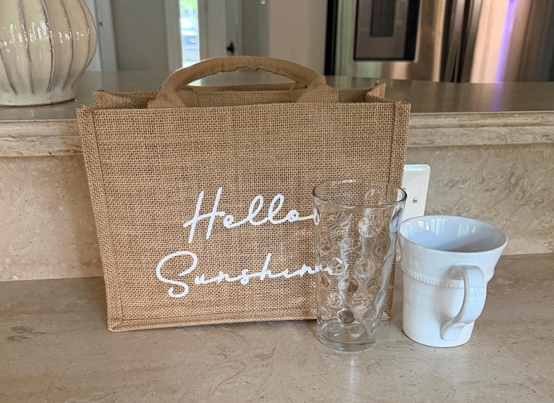 Burlap Tote Bag, Bridesmaid Tote, Reusable Gift Bag, Bachelorette Gifts, Girls Trip Gifts, Bridesmaid Gifts, Jute Bag, Beach Tote Bag image 3