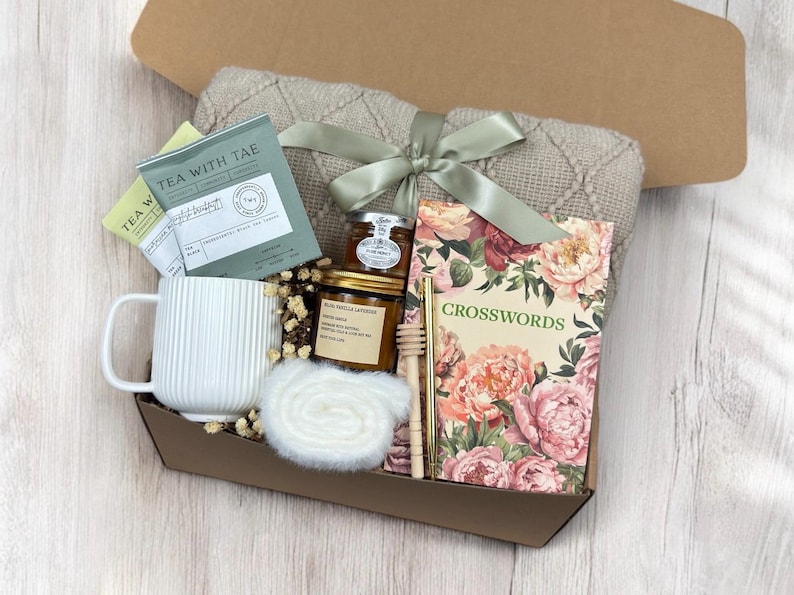 Self Care Gift Box: Tea, Succulent & Personalized Card April Showers