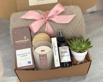 Hygge Birthday Gift: Blanket, Succulent, Candle, Socks