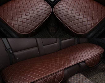 PU Leather Front & Back Car Seat Cover Universal Auto Chair Front Rear Back Waterproof Cushion Protector Four Season Accessories Interior