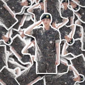 Jin militair uniform sticker | Stickers | Bangtan-sticker | Jin | Vinyl sticker voor laptop, tuimelaar, telefoon